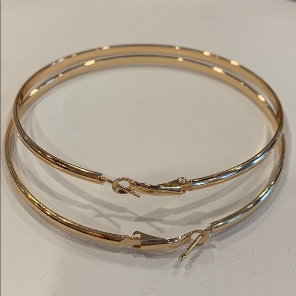 Jewelry - Large 3 inches Gold plated Hoop Earrings 3mm